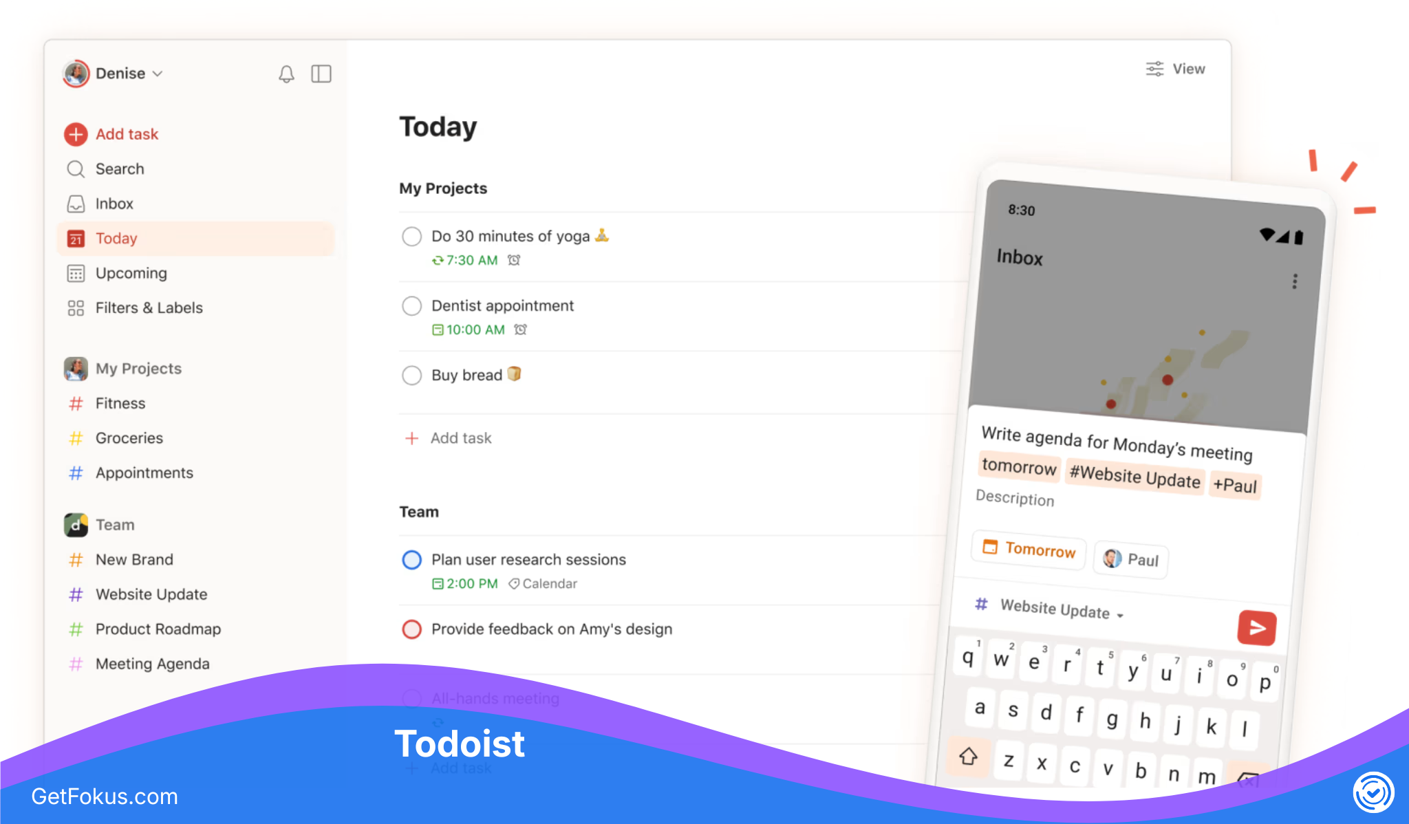 Todoist-Oberfläche mit klarer Aufgabenverwaltung